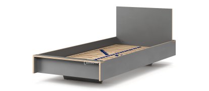 Lit Flai, 90 x 200, Avec tête de lit, CPL anthracite, avec sommier