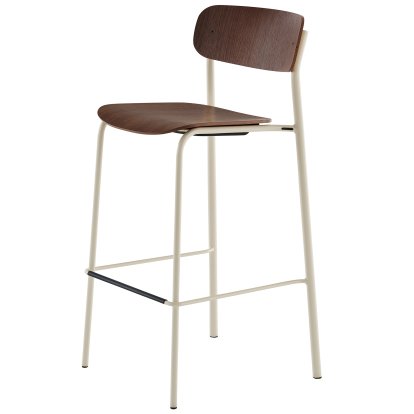S 243 H Tabouret de bar, Blanc perle (RAL 1013), Noyer verni transparent