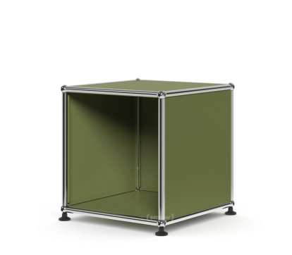 Table d'appoint USM Haller pour salle d'attente, H 35 x L 35 x P 35 cm, Vert olive RAL 6003