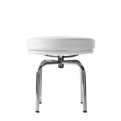 8 Tabouret tournant, Chromé, Cuir Scozia, Blanc