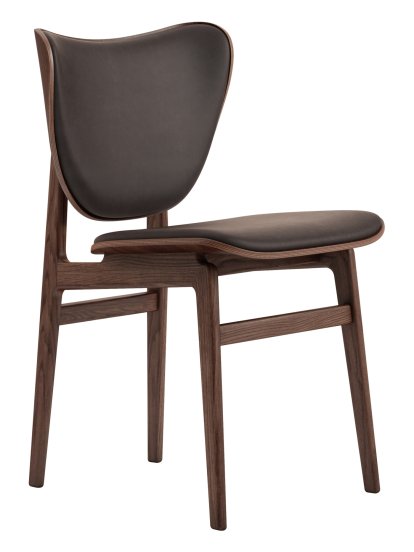 Elephant Dining Chair, Chêne fumé foncé, Cuir Dunes marron foncé
