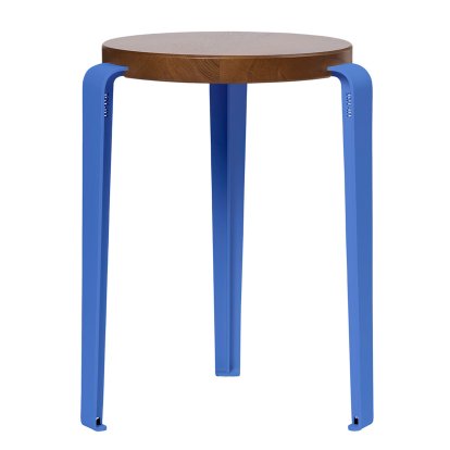 Tabouret Lou, bois massif, Chêne teinté, Bleu azur