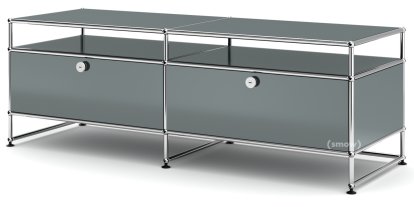 Meuble TV L USM Haller, Gris moyen RAL 7005