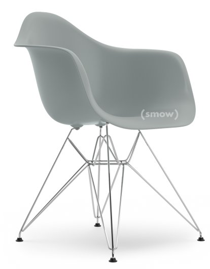 Eames Plastic Armchair RE DAR, Gris clair, Sans rembourrage, Sans rembourrage, Version standard - 43 cm, Chromé