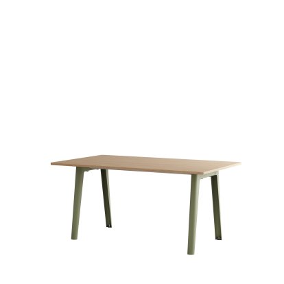 Table à manger New Modern rectangulaire, métal/bois, 160 x 95 cm, Finition chêne, Vert kaki