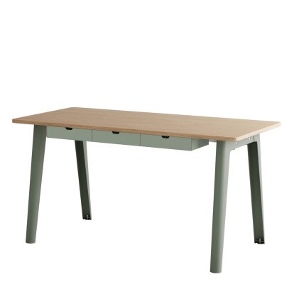 Bureau New Modern, métal/bois, 150 x 70 cm, Avec module de rangement, Gris eucalyptus