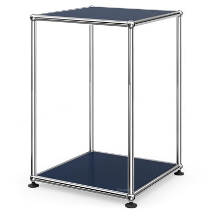 Table d'appoint USM Haller haute 35, Panneaux inférieur et supérieur en métal, Bleu acier RAL 5011
