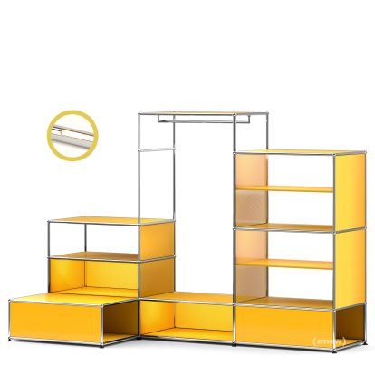 Penderie-présentoir USM Haller XL avec éclairage, Jaune or RAL 1004
