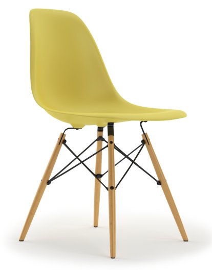 Eames Plastic Side Chair RE DSW, Citron, Sans rembourrage, Sans rembourrage, Version standard - 43 cm, Érable nuance de jaune