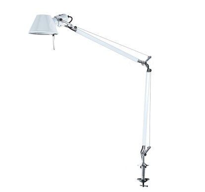 Lampe de table Tolomeo, Blanc, Avec système serre-joint, Ampoule halogene