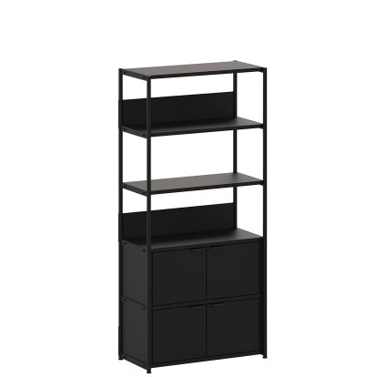 Étagère Unit en acier, 180 cm, 2 x portes doubles, Noir graphite