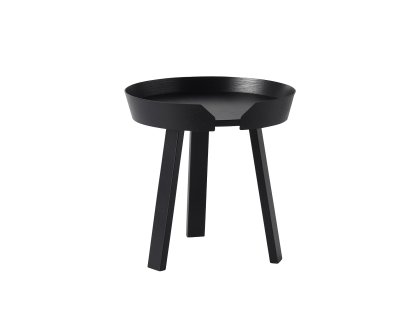 Table basse Around, Petit (H 46 x Ø 45 cm), Frêne noir