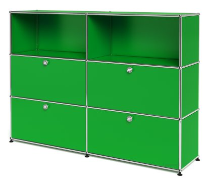 Meuble haut Highboard L USM Haller avec 4 portes battantes, Vert USM