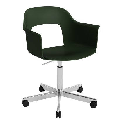 Chaise pivotante Layout 241, Vert bouteille, Aluminium poli