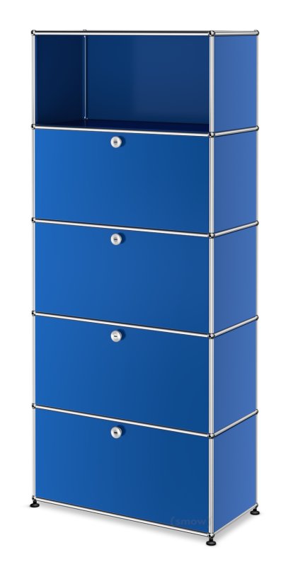 Étagère à dossiers USM Haller M, personnalisable, Bleu gentiane RAL 5010, Avec  porte abattante, Avec  porte abattante, Avec  porte abattante, Avec  porte abattante