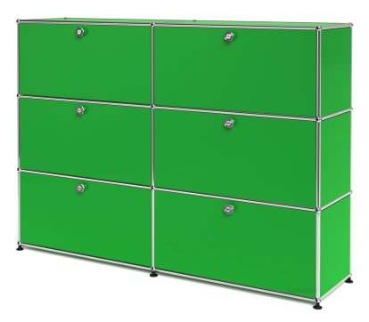 Meuble haut Highboard L USM Haller, personnalisable, Vert USM, Avec 2 portes abattantes, Avec 2 portes abattantes, Avec 2 portes abattantes
