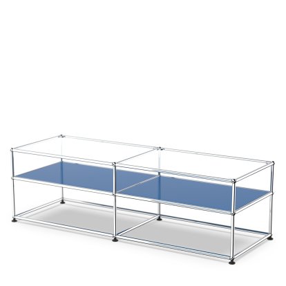 USM Haller table d'appoint type 1, Verre, Bleu gentiane RAL 5010