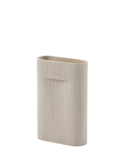 Vase Ridge, Medium (H 35 cm), Beige