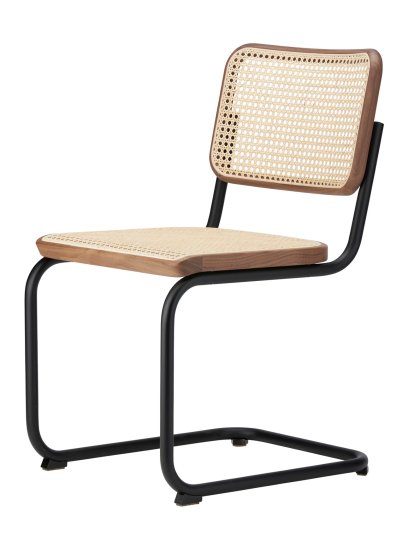 Chaise cantilever S 32 V Pure Materials Édition spéciale, Noyer, Noir mat