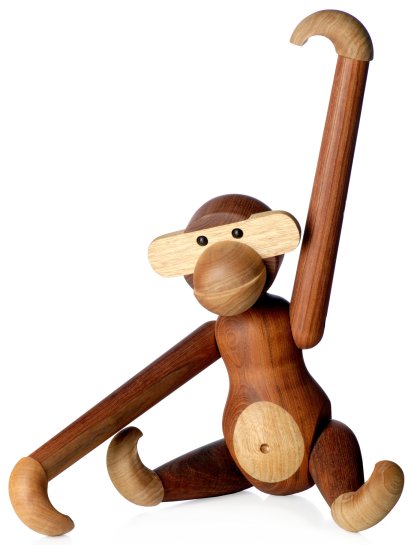 Figurine Singe, Grande (H 46 cm), Teck/Limba