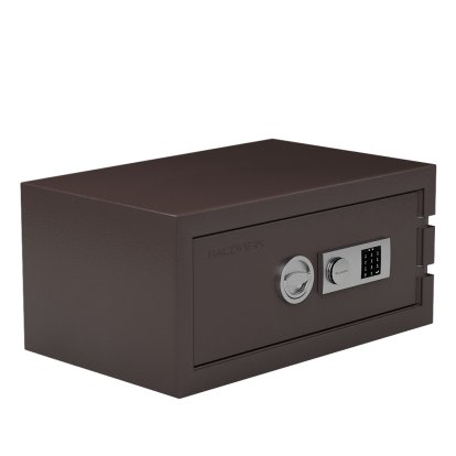 Coffre-fort Balzsafe Connect pour étagères USM Haller, 75 cm x 35 cm x 50 cm, Marron RAL 8017, Serrure électronique à combinaison avec clé de réinitialisation