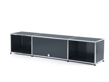 Meuble TV bas Lowboard  USM Haller avec porte escamotable, Anthracite RAL 7016