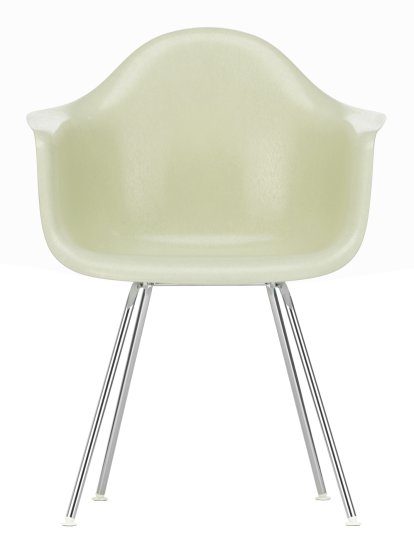 Eames Fiberglass Armchair DAX, Eames parchment, Chromé