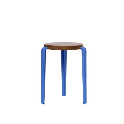 Tabouret Lou, bois massif, Chêne teinté, Bleu azur