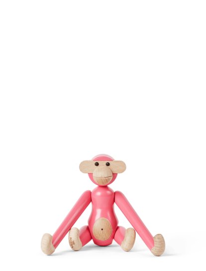 Figurine Singe, Mini (H 9,5 cm), Hêtre/rose