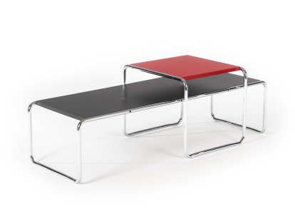 Set Table basse Laccio, Stratifié rouge, Stratifié noir/anthracite