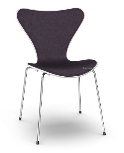 Série 7 Chaise 3107 avec rembourrage avant, Frêne coloré, Blanc, Remix  692 - Aubergine, Chromé