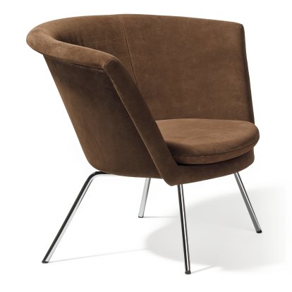 Fauteuil H57, Chromé, Cuir suède, Mocca