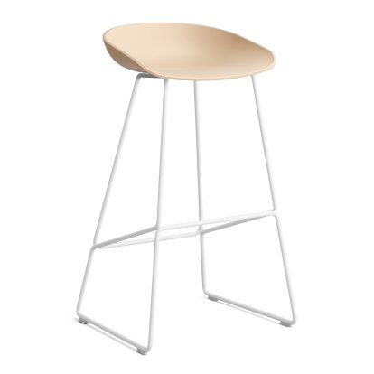 About A Stool AAS 38, Version bar: hauteur de l'assise 74 cm, Acier thermolaqué blanc, Pale peach 2.0