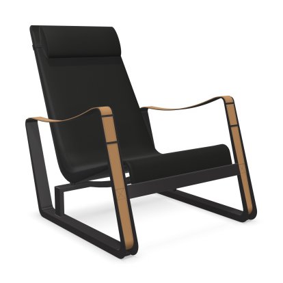Fauteuil Cité, Piétement noir foncé/cuir nero