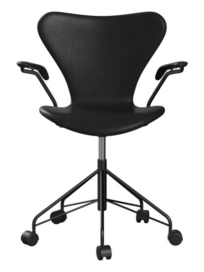 Série 7 Chaise de bureau pivotante 3117 / 3217 Rembourrage intégral, Avec accotoirs, Cuir Grace noir, Noir