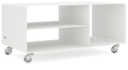 Meuble bas HI-FI R 104, Blanc pur (RAL 9010), Roulettes transparentes