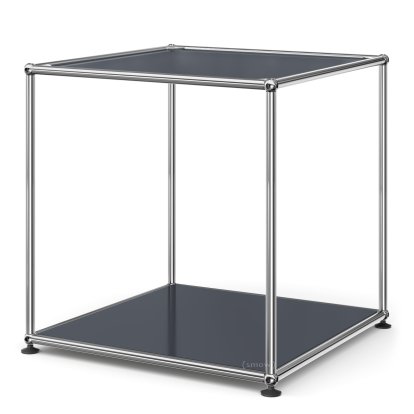 Table d'appoint USM Haller 50 haute, Panneau supérieur en verre laqué, panneau inférieur en métal, Anthracite RAL 7016