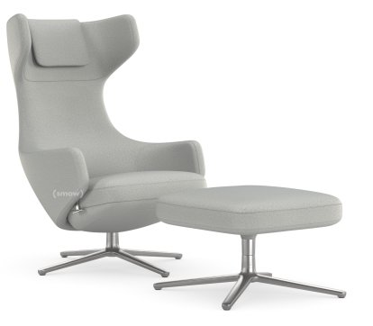 Fauteuil Grand Repos, Fauteuil Grand Repos & Ottoman, Tissu Dumet mélange gris galet, 45 cm, Poli