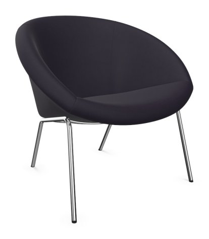 Fauteuil 369 , Tissu Harald aubergine, Chromé brillant