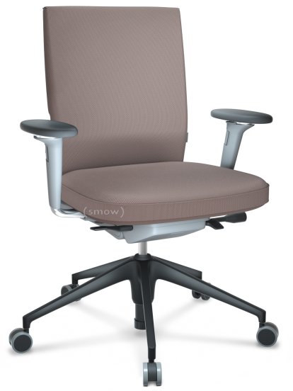 ID Soft, Mécanisme Flowmotion avec inclinaison avant et réglage de la profondeur , Avec accotoirs 3D, Piétement à 5 branches, plastique basic dark, Soft grey, Assise et dossier Silk Mesh, Gris mauve, Durs pour tapis