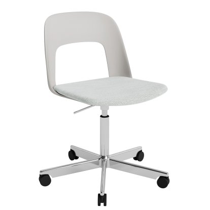 Chaise pivotant Layout 143 avec assise rembourrée, Gris ciel / Mode 001, Aluminium poli