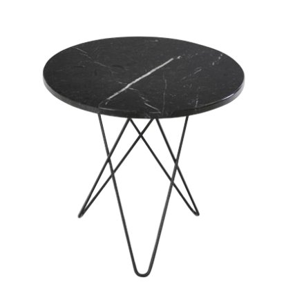 Tall Mini O Table, Noir Marquina, Acier thermolaqué noir