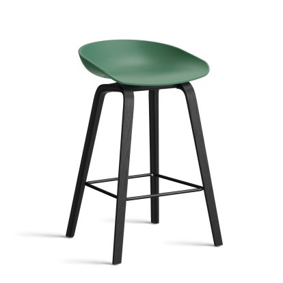 About A Stool AAS 32, Version cuisine: hauteur de l'assise 64 cm, Chêne laqué noir, Teal green 2.0