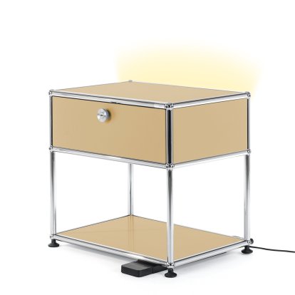 Table de chevet USM Haller E avec variateur de lumière, Beige USM
