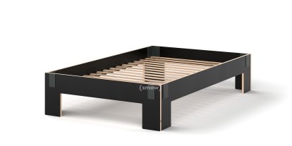 Lit Tagedieb, 120 x 200 cm, Sans tête de lit, FU (bouleau contreplaqué) noir, Anthracite , Avec sommier flexible