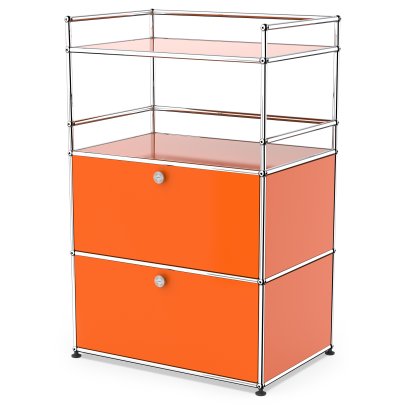USM Haller meuble mini-bar , Orange pur RAL 2004, Avec 2 portes abattantes