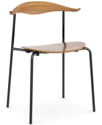Chaise CH88T, Thermolaqué noir, Chêne laqué