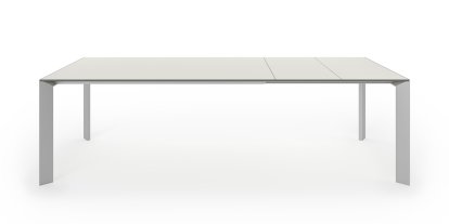 Table à manger Nori, Stratifié gris sable, L 166-260 x L 100 cm, Aluminium andoisé