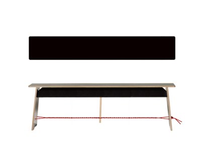 Banc Langer Max, 43 x 140 x 30 cm, FU noir, Noir et rouge