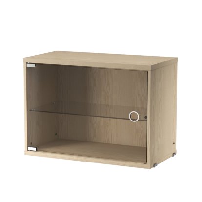 Élément de meuble système String avec porte en verre, Placage frêne  